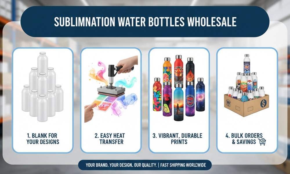 Botellas de agua de sublimación al por mayor botellas en blanco para impresión personalizada